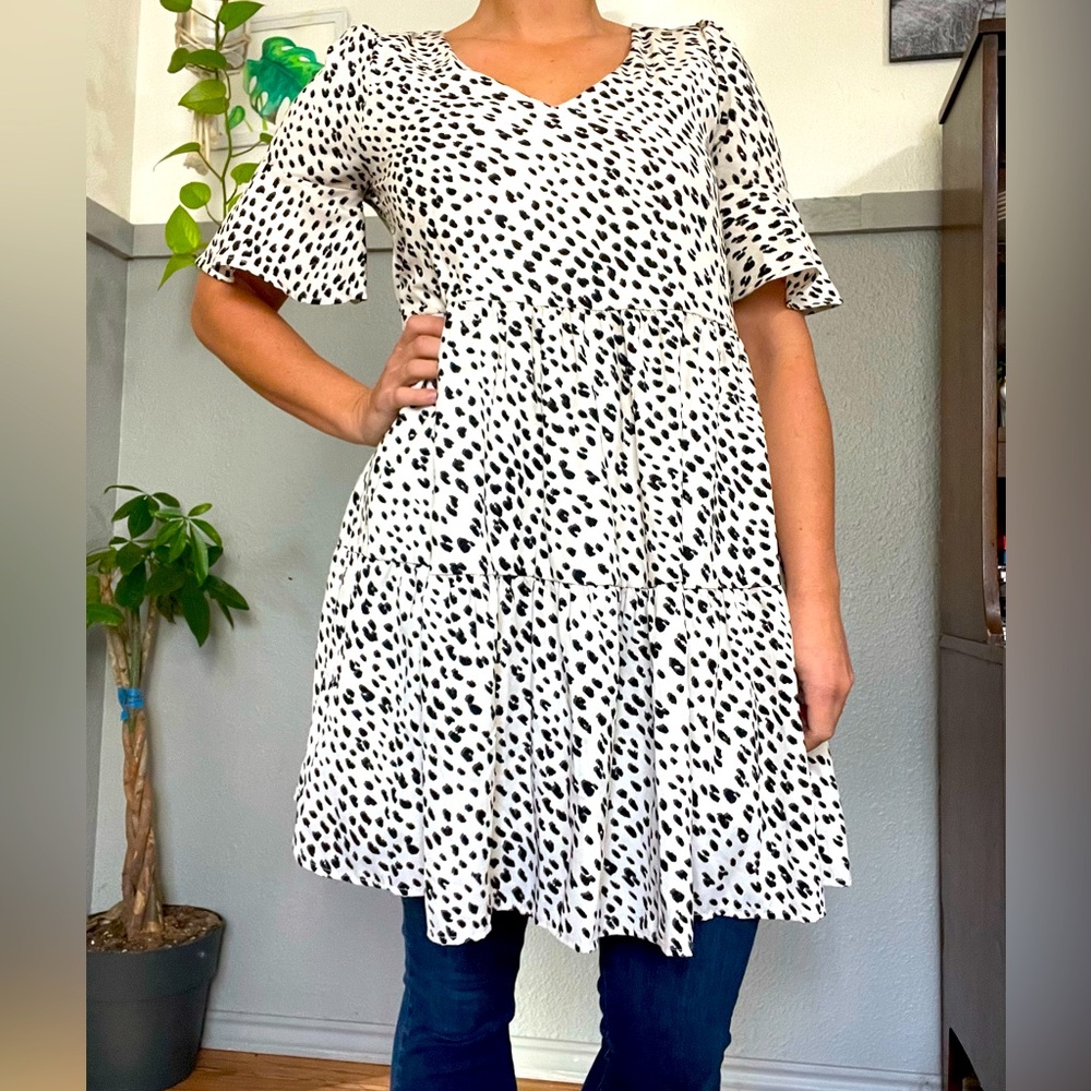 Leopard print baby doll dress